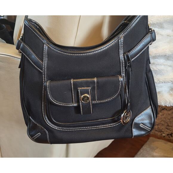 Etienne Aigner Black Shoulder Handbag with Front Pocket Design 80s - Picture 3 of 16